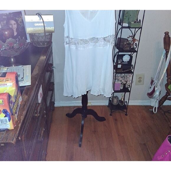 Free People White Sleeveless Dress with Lace Detail Small - Picture 5 of 10